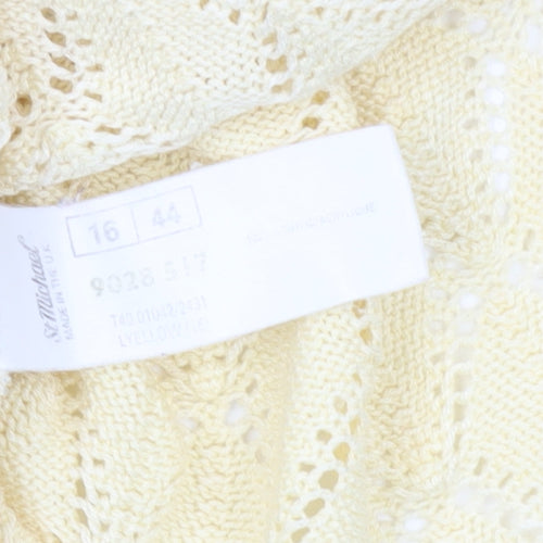 Marks and Spencer Women’s Yellow Knit Open Jumper Size 16 Vintage