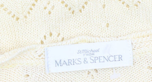 Marks and Spencer Women’s Yellow Knit Open Jumper Size 16 Vintage