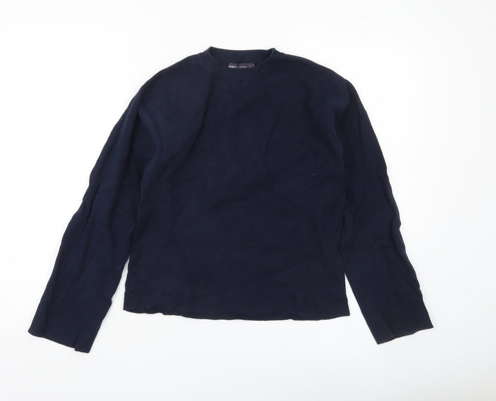 Marks and Spencer Womens Small Navy Blue Cotton Pullover Jumper