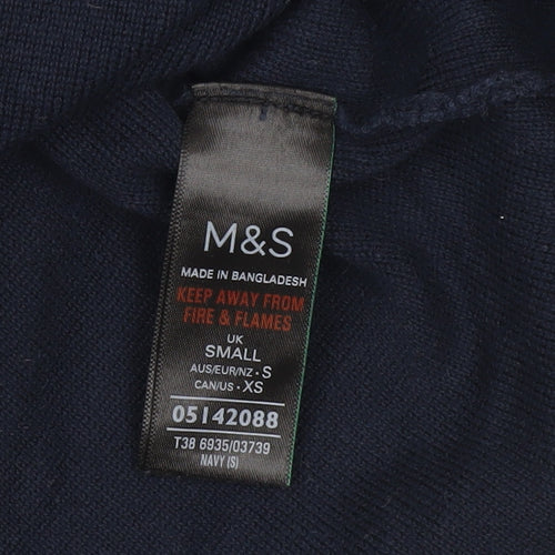Marks and Spencer Womens Small Navy Blue Cotton Pullover Jumper