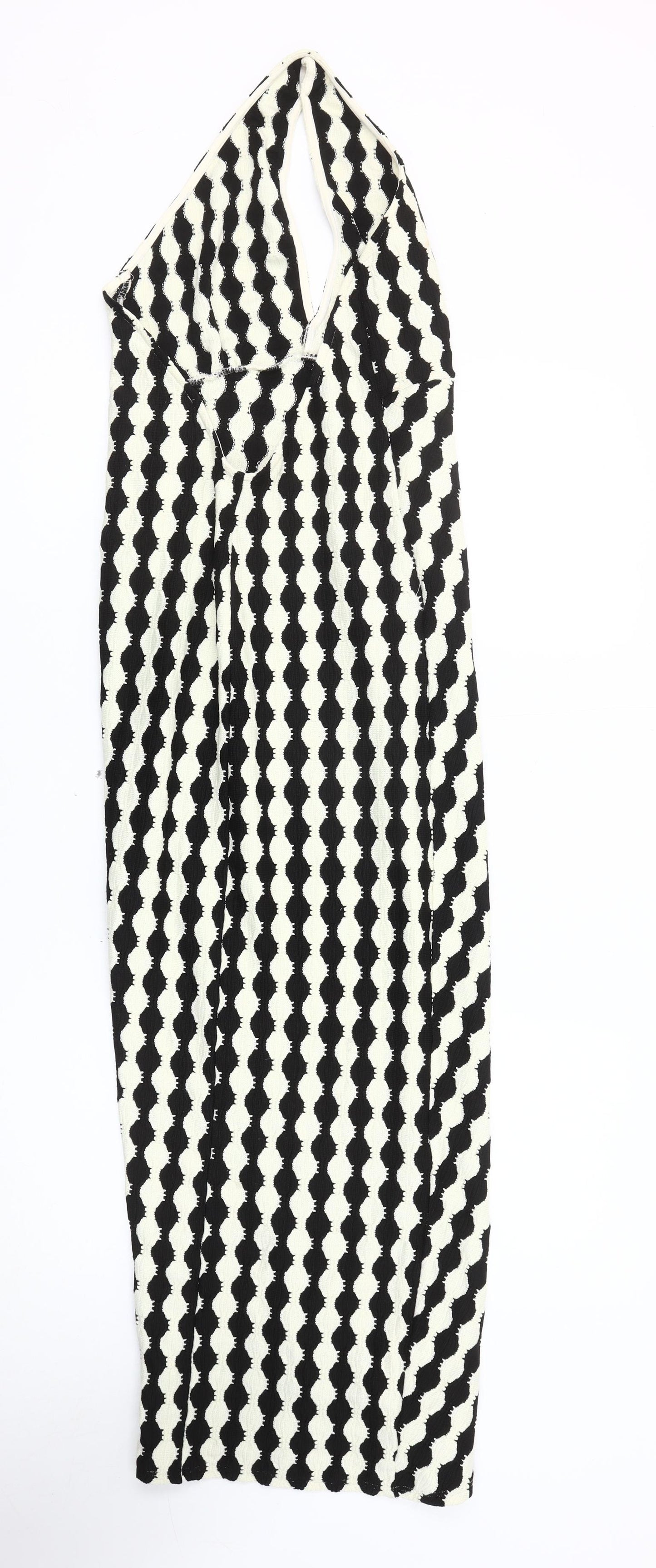 ASOS DESIGN Women’s Black White Halter Bodycon Midi Dress Size 10