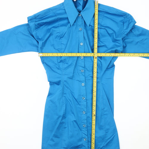 Zara Women’s Blue Shirt Dress Size 14 Collared 3/4 Sleeve Workwear