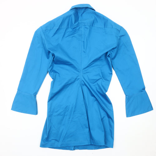 Zara Women’s Blue Shirt Dress Size 14 Collared 3/4 Sleeve Workwear