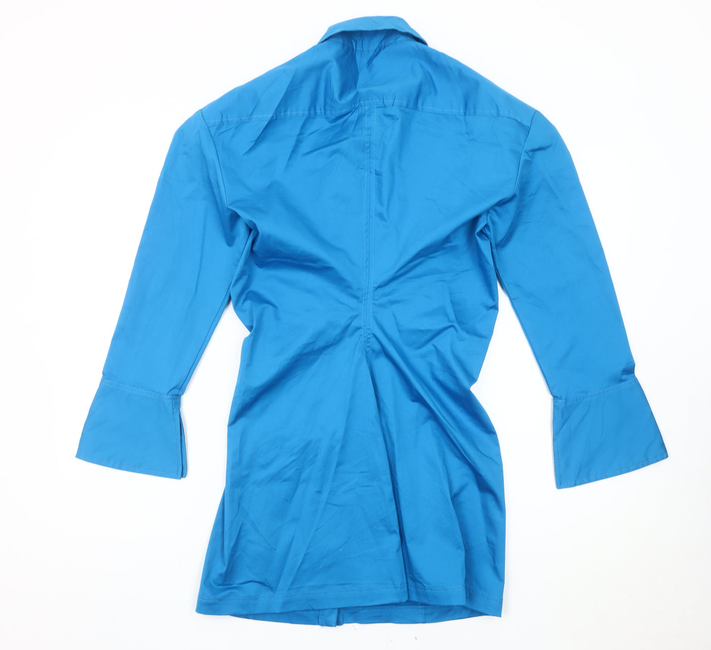 Zara Women’s Blue Shirt Dress Size 14 Collared 3/4 Sleeve Workwear