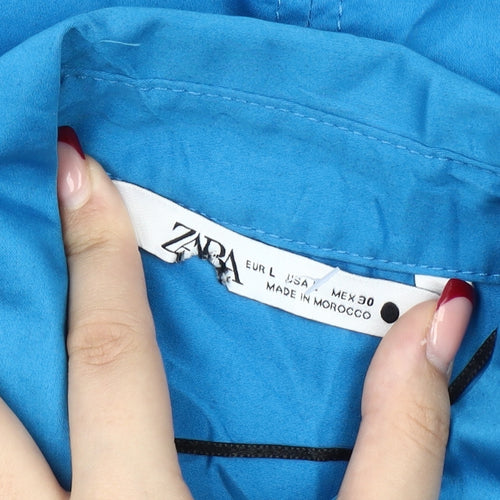 Zara Women’s Blue Shirt Dress Size 14 Collared 3/4 Sleeve Workwear