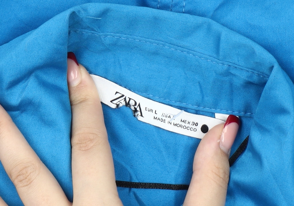 Zara Women’s Blue Shirt Dress Size 14 Collared 3/4 Sleeve Workwear