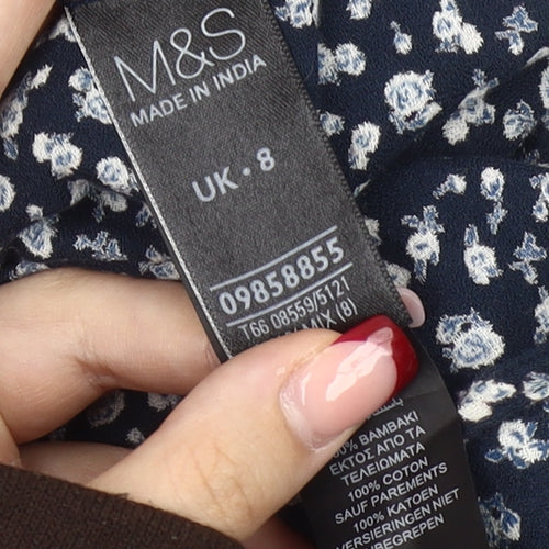 Marks and Spencer Women’s Blue Floral Cotton Sleeveless Jumpsuit UK 8