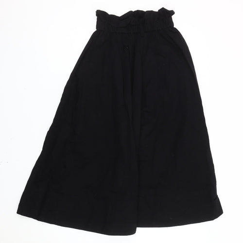H&M Women’s Black XS A-Line Midi Skirt Cotton Elastic Waist