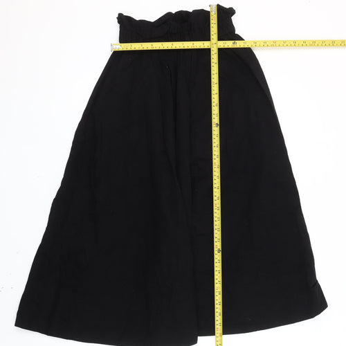 H&M Women’s Black XS A-Line Midi Skirt Cotton Elastic Waist