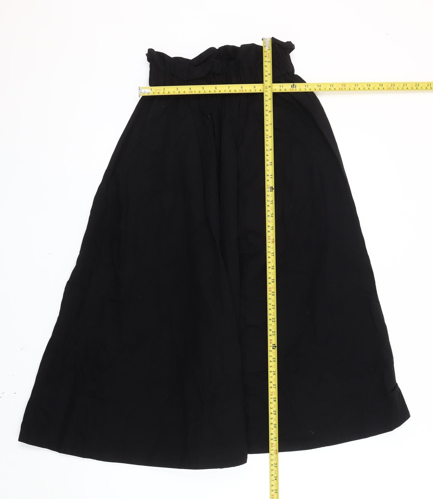 H&M Women’s Black XS A-Line Midi Skirt Cotton Elastic Waist