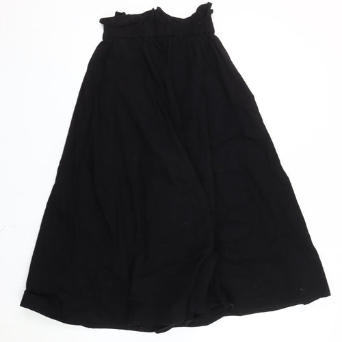 H&M Women’s Black XS A-Line Midi Skirt Cotton Elastic Waist