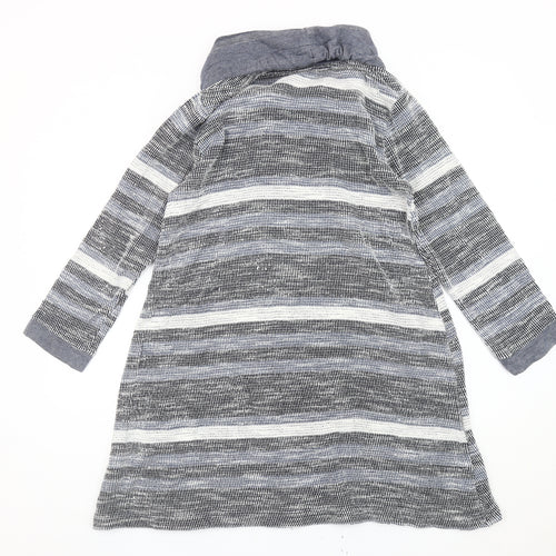 Adini Women’s Grey Striped Tunic Sweatshirt XS Cowl Neck Hooded