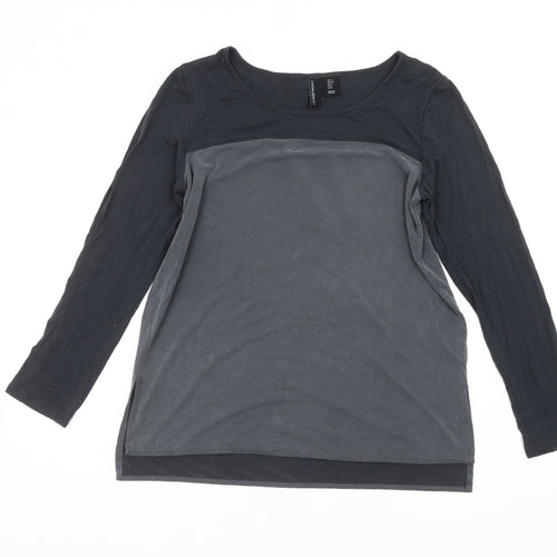Cynthia Rowley Womens Black Grey Long Sleeve Scoop Neck T-Shirt Size S