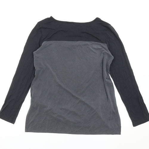 Cynthia Rowley Womens Black Grey Long Sleeve Scoop Neck T-Shirt Size S