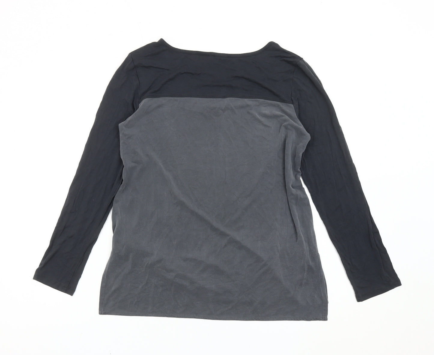 Cynthia Rowley Womens Black Grey Long Sleeve Scoop Neck T-Shirt Size S