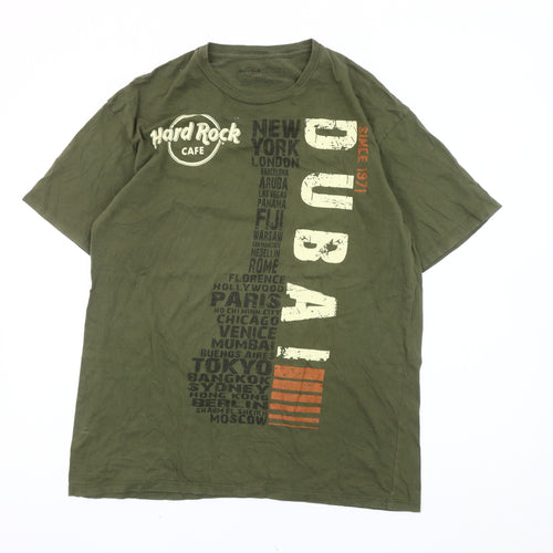 Hard Rock Cafe Dubai Men's Green L Graphic Print T-Shirt