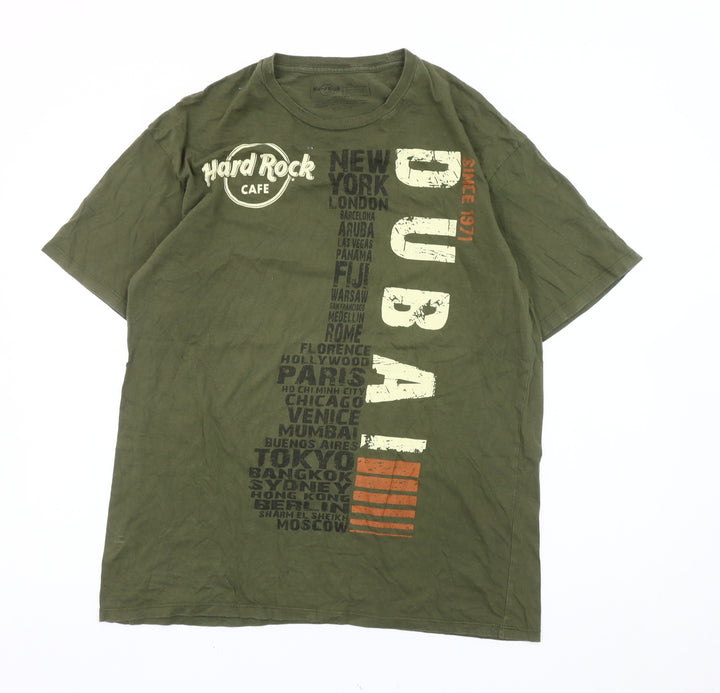 Hard Rock Cafe Dubai Men's Green L Graphic Print T-Shirt