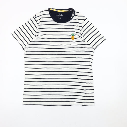 Denim & Flower Womens White Striped Pineapple T-Shirt Size 12