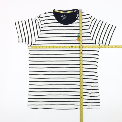 Denim & Flower Womens White Striped Pineapple T-Shirt Size 12