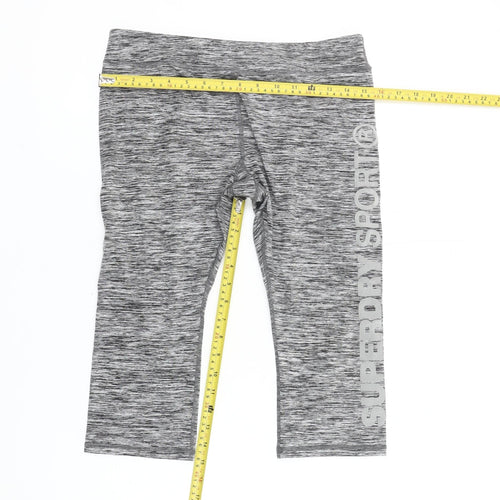 Superdry Womens Grey Capri Leggings Size M Slim Fit Gym Training