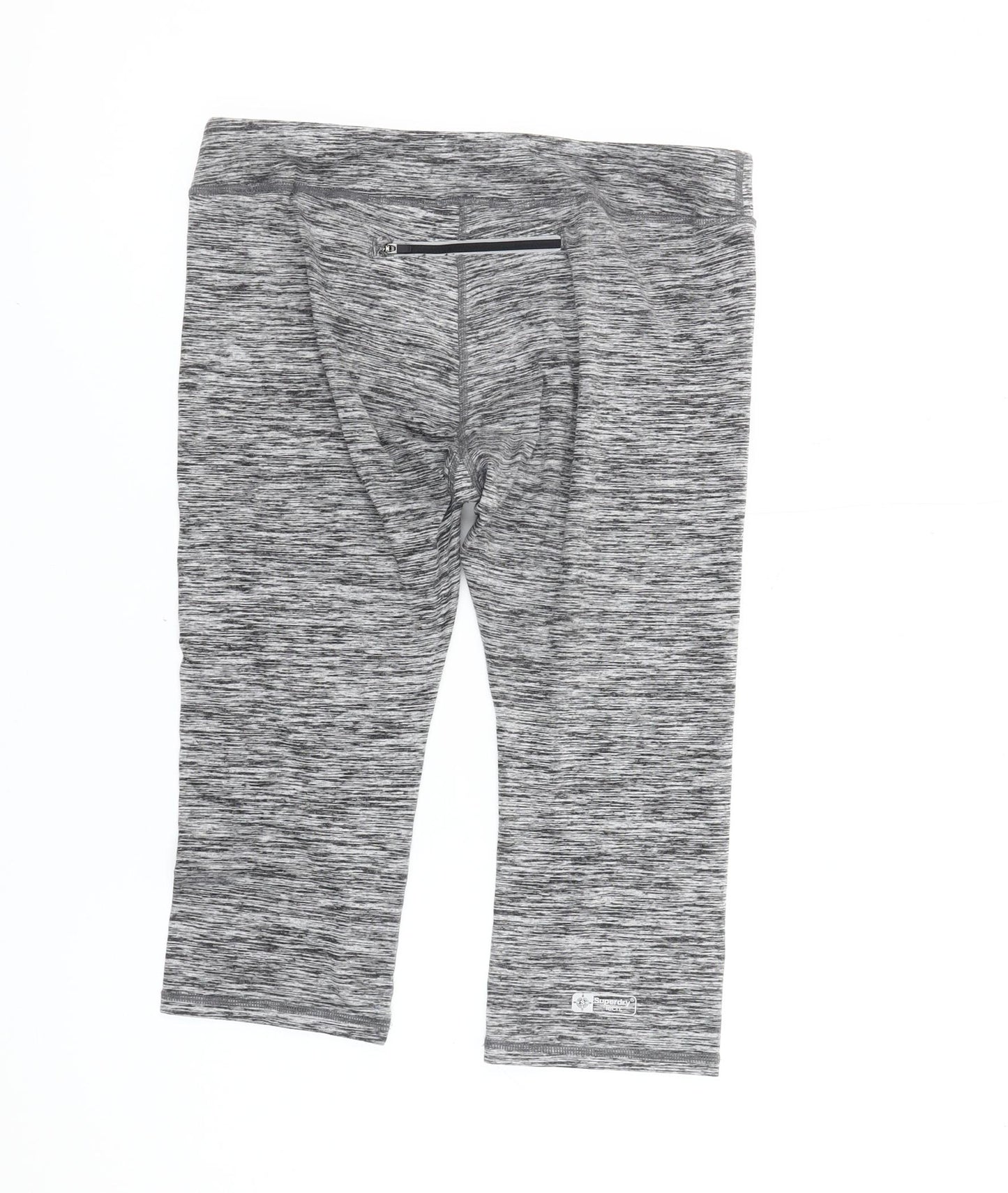 Superdry Womens Grey Capri Leggings Size M Slim Fit Gym Training