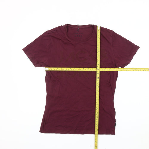 Jack & Jones Men’s Red Small Graphic Logo Crew Neck T-Shirt
