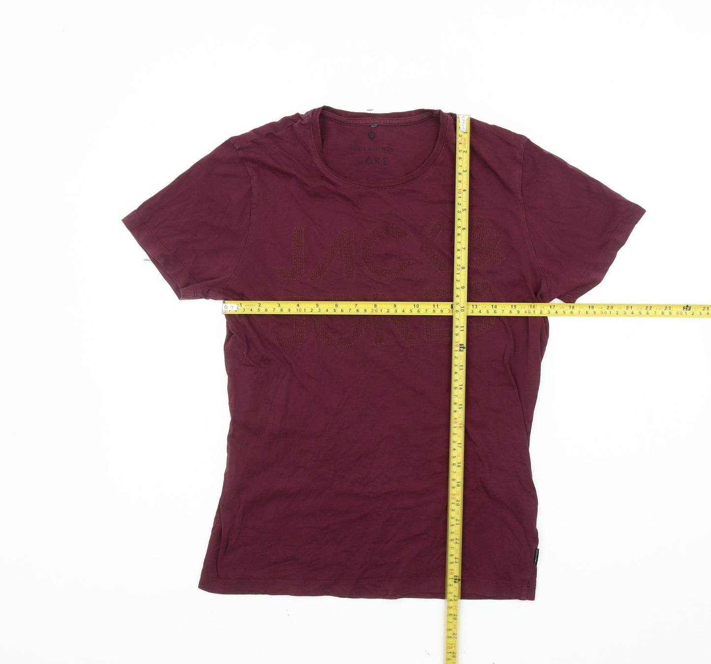 Jack & Jones Men’s Red Small Graphic Logo Crew Neck T-Shirt