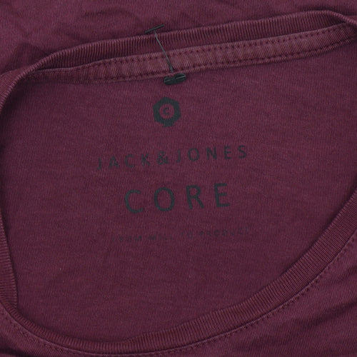 Jack & Jones Men’s Red Small Graphic Logo Crew Neck T-Shirt