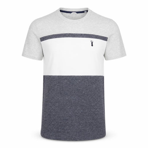 Next Men's XS Grey White Blue Colourblock Cotton T-Shirt