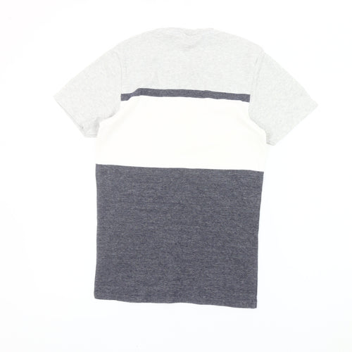 Next Men's XS Grey White Blue Colourblock Cotton T-Shirt