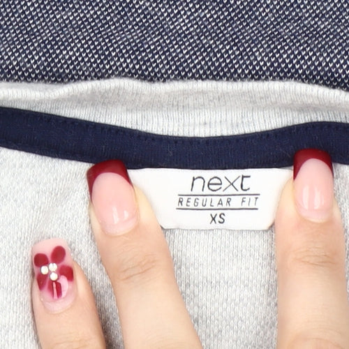 Next Men's XS Grey White Blue Colourblock Cotton T-Shirt