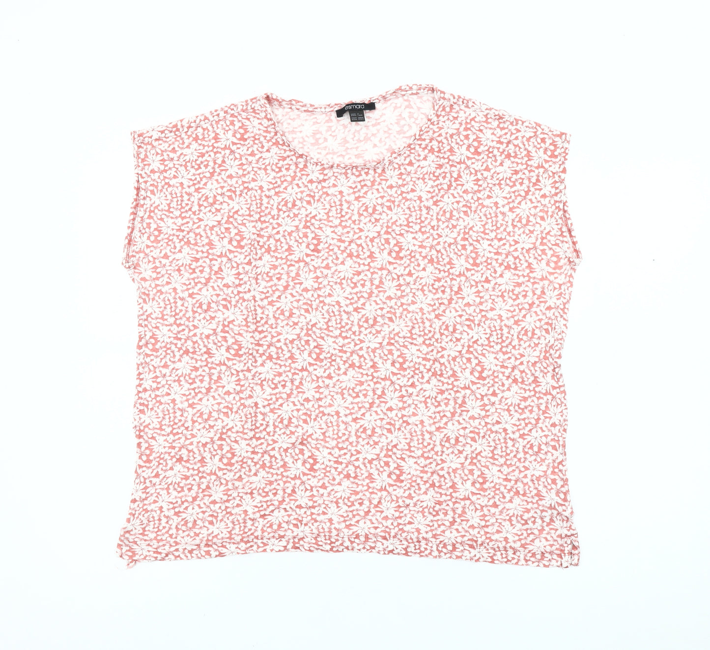 Esmara Womens Pink Floral Cotton Sleeveless T-Shirt Size 12