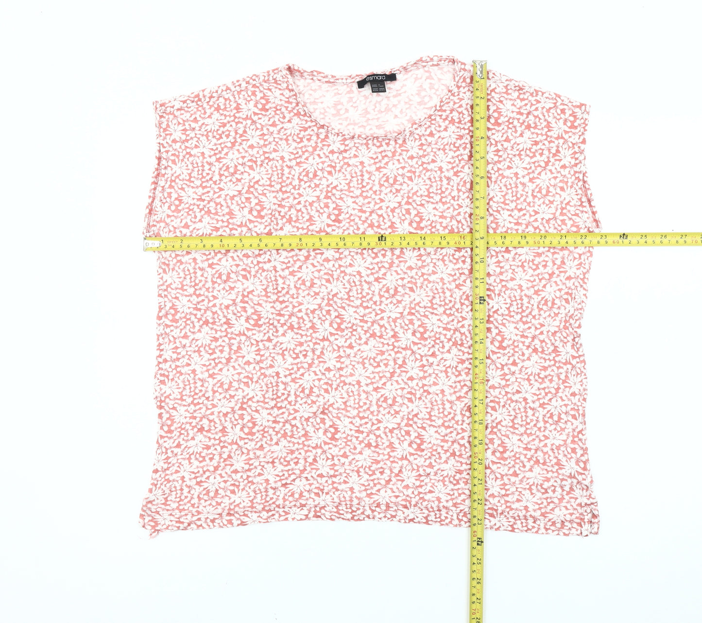 Esmara Womens Pink Floral Cotton Sleeveless T-Shirt Size 12