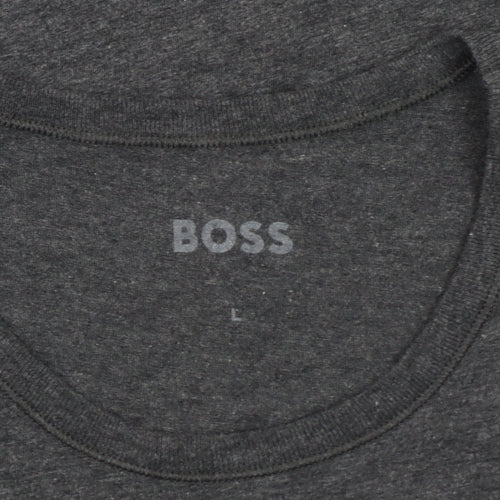 BOSS Mens L Grey Crew Neck Short Sleeve Cotton Blend T-Shirt