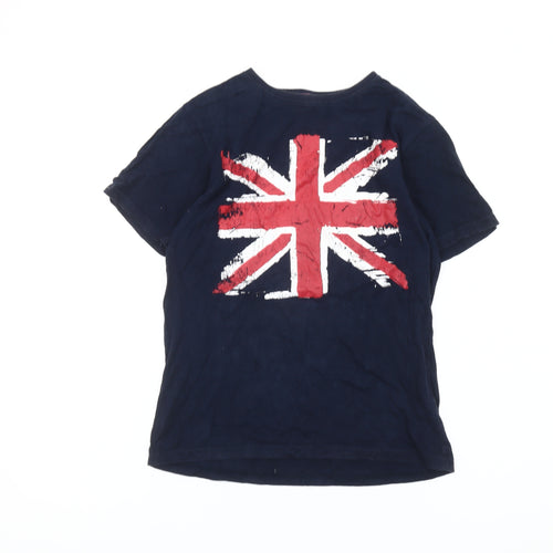 Rebel Boys Blue Union Jack Graphic T-Shirt 11-12 Years Cotton Crew Neck