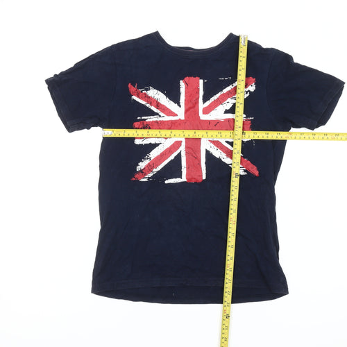 Rebel Boys Blue Union Jack Graphic T-Shirt 11-12 Years Cotton Crew Neck