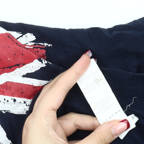 Rebel Boys Blue Union Jack Graphic T-Shirt 11-12 Years Cotton Crew Neck
