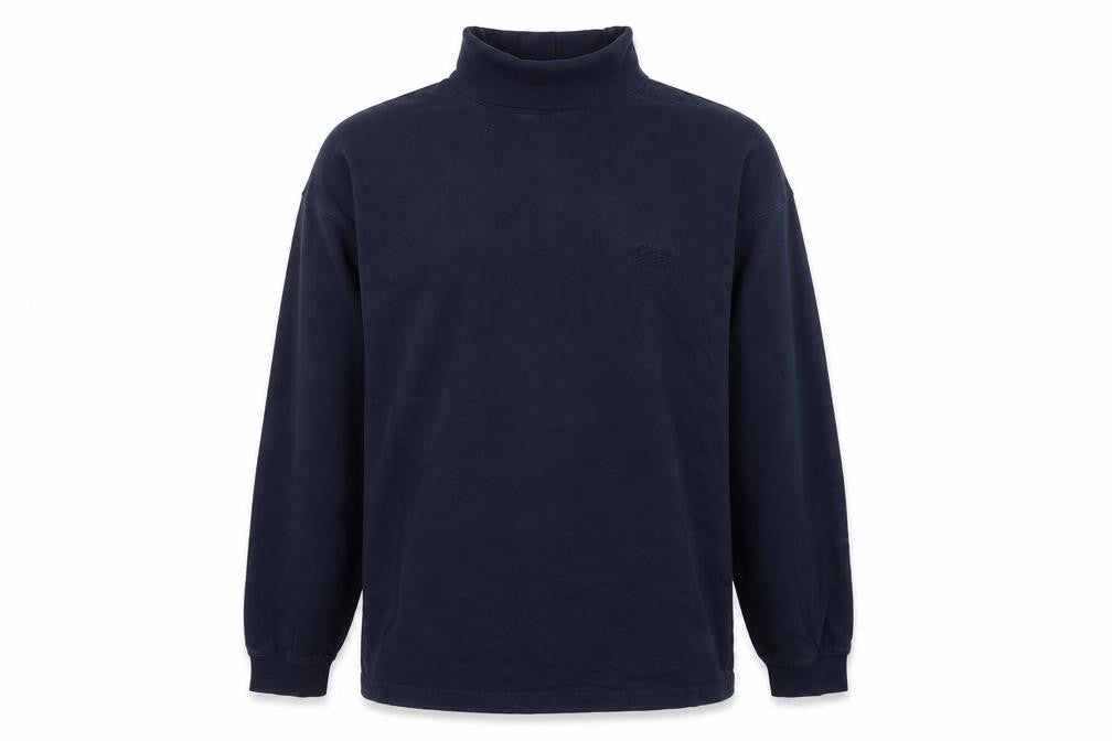 Front view of Cotton Traders Men’s Blue Mock Neck Pullover Sweatshirt, size M