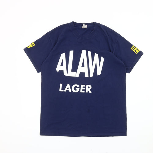 Fruit of the Loom Mens Blue L ALAW Lager Graphic T-Shirt Cotton