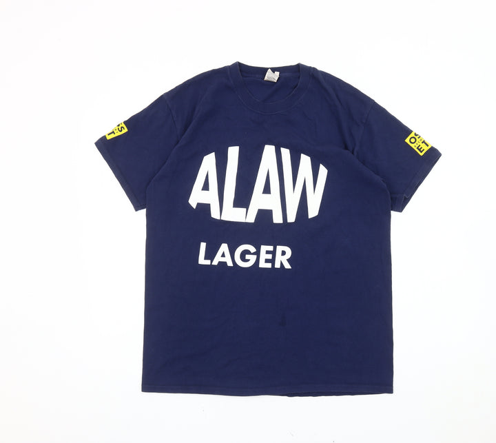 Fruit of the Loom Mens Blue L ALAW Lager Graphic T-Shirt Cotton