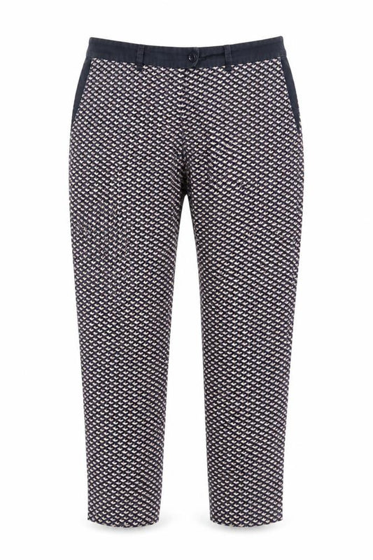 Front view of Liu Jo women’s multicoloured geometric slim trousers, size UK 14