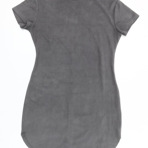 AX Paris Women Grey Bodycon Mock Neck Short Sleeve Dress Size 10