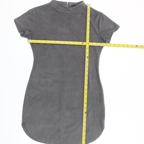 AX Paris Women Grey Bodycon Mock Neck Short Sleeve Dress Size 10