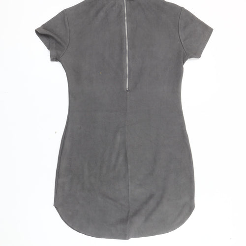 AX Paris Women Grey Bodycon Mock Neck Short Sleeve Dress Size 10