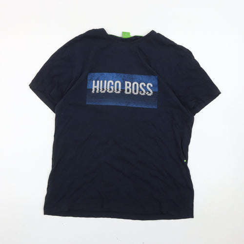 Hugo Boss Mens Blue Graphic Logo T-Shirt Size M Regular Fit