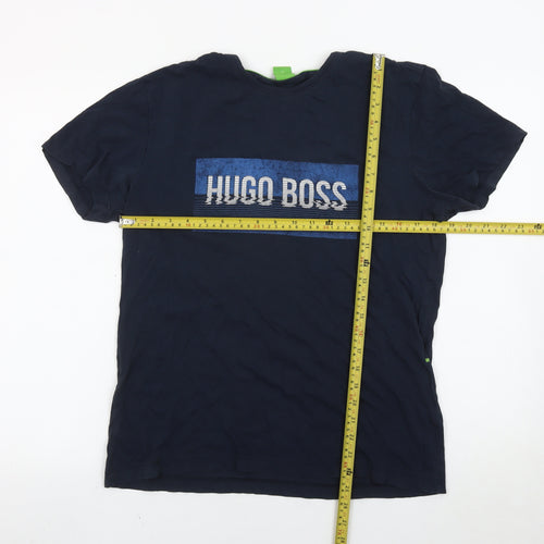 Hugo Boss Mens Blue Graphic Logo T-Shirt Size M Regular Fit