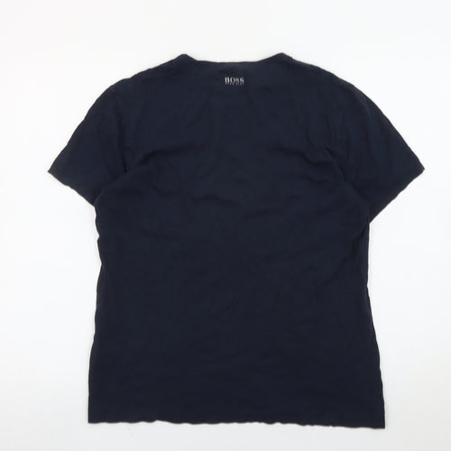 Hugo Boss Mens Blue Graphic Logo T-Shirt Size M Regular Fit