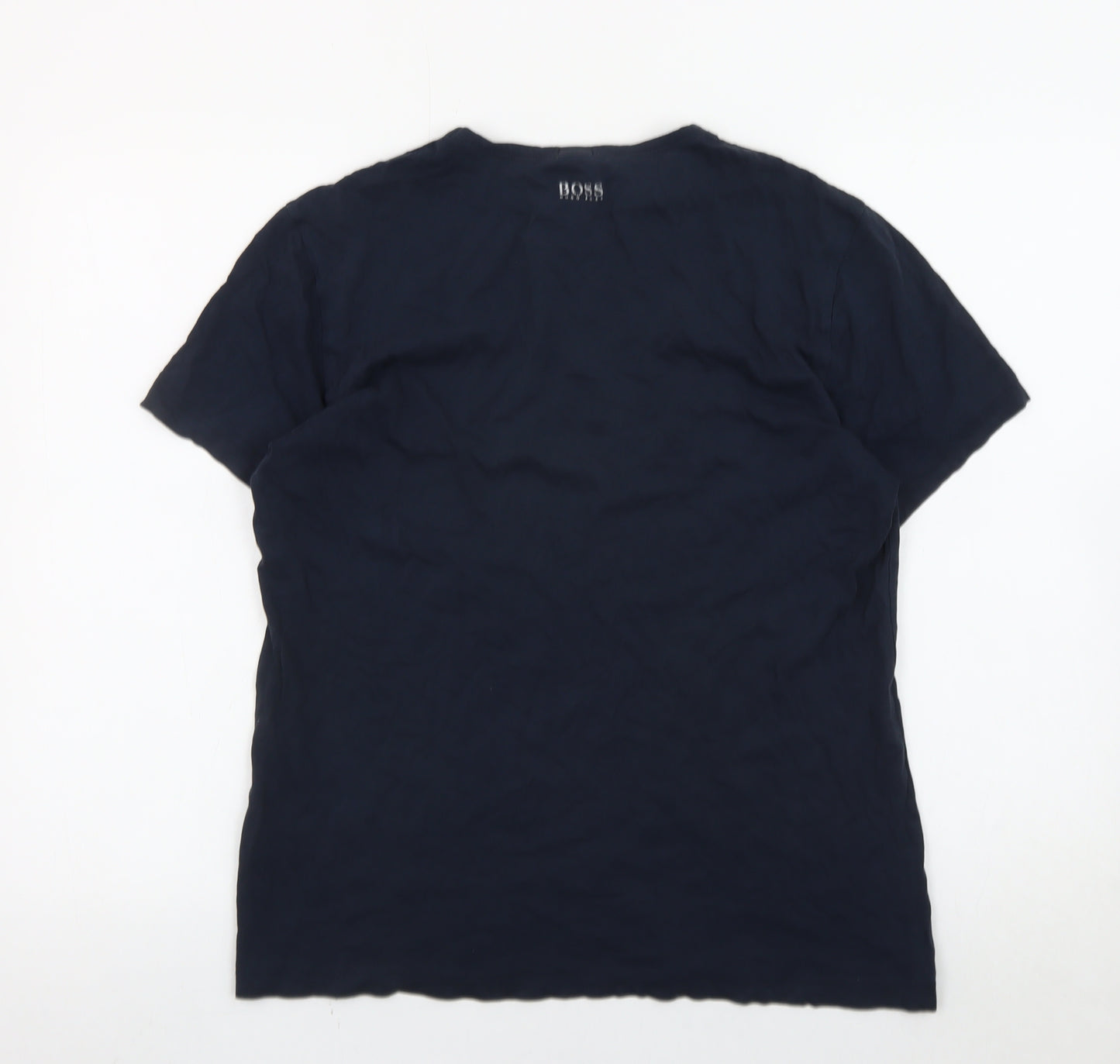 Hugo Boss Mens Blue Graphic Logo T-Shirt Size M Regular Fit