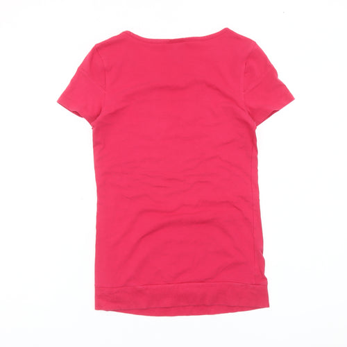 Adidas Womens Pink Slim Fit T-Shirt Size 8 Short Sleeve Logo Sports Top