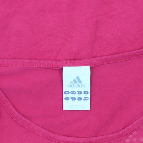 Adidas Womens Pink Slim Fit T-Shirt Size 8 Short Sleeve Logo Sports Top